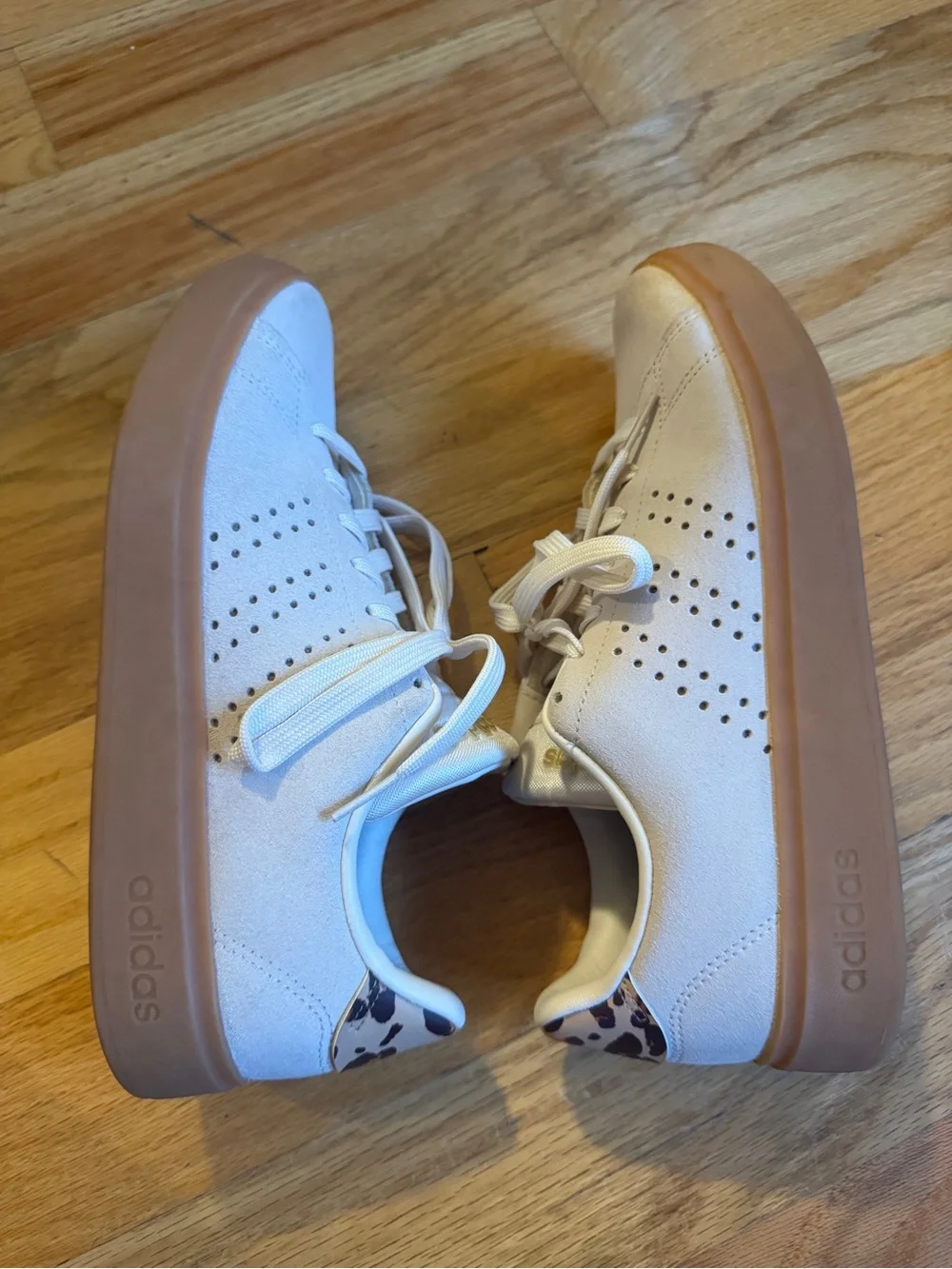 Adidas Women’s Cheetah Tan Suede Sneaker with Gum Sole Size 8